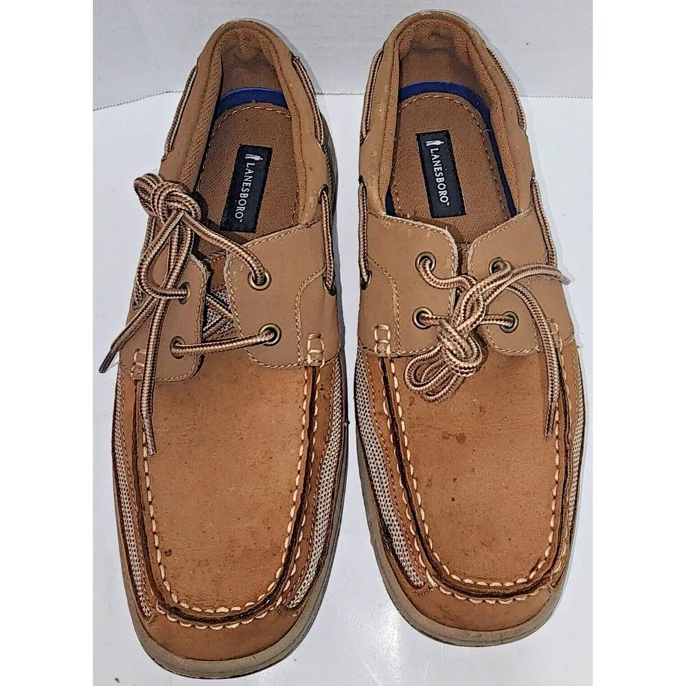 Lanesboro Mens 11M Light Brown Tan Leather Upper Boat Shoes